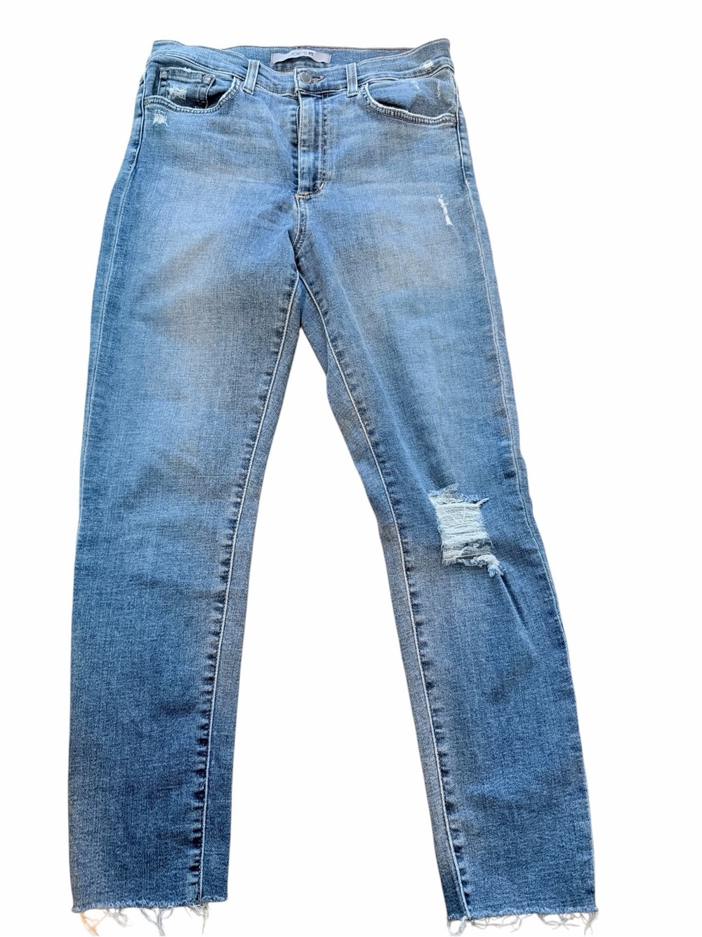 Joe's Jeans Medium Blue Straight Leg Distressed Denim